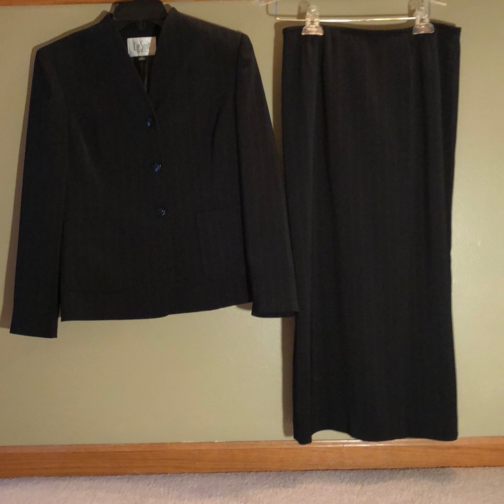 Vintage Le Suit black pin stripped suit